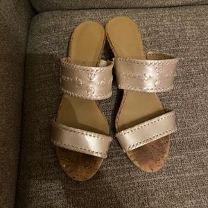 Jack Rogers gold wedges